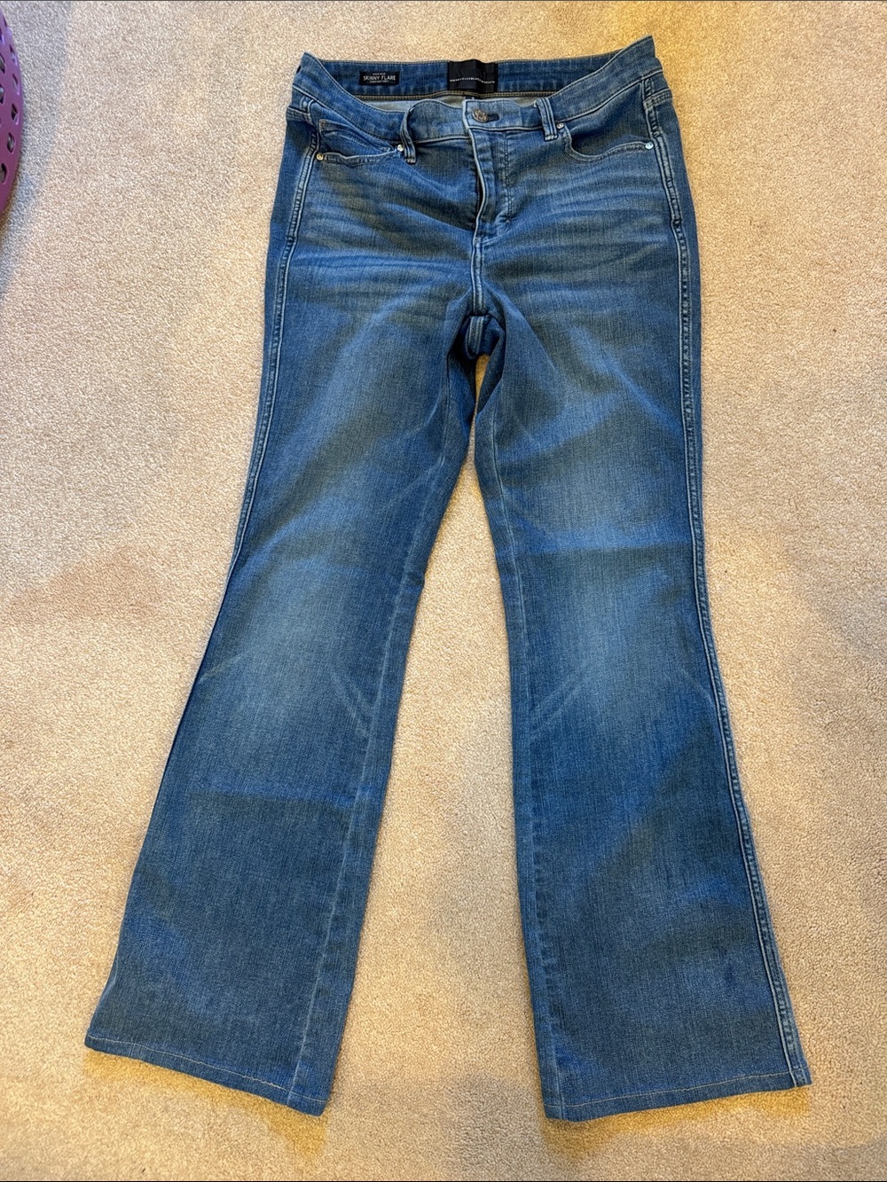 White House Black Market Women's Blue Skinny Flare Jeans